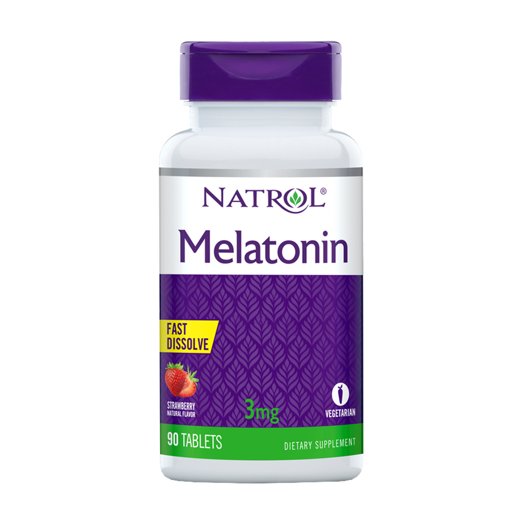 natrol melatonin hurtigopløselig jordbær 3 mg 90 tabletter