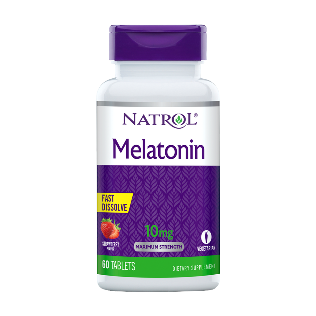 natrol melatonin hurtigopløselig jordbær 10 mg 60 tabletter