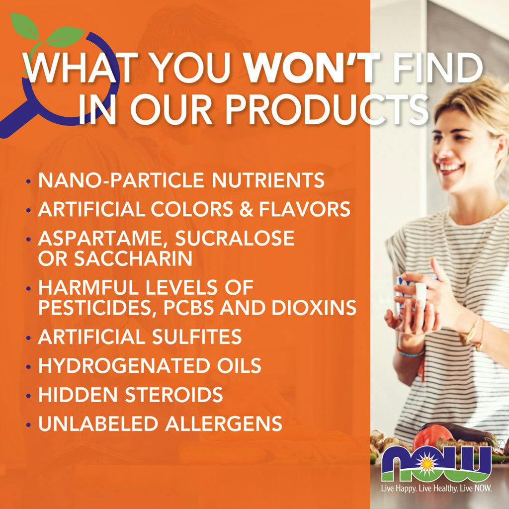 now foods nadh 10 mg 60 kapsler hvad du ikke finder i NOW Foods produkter