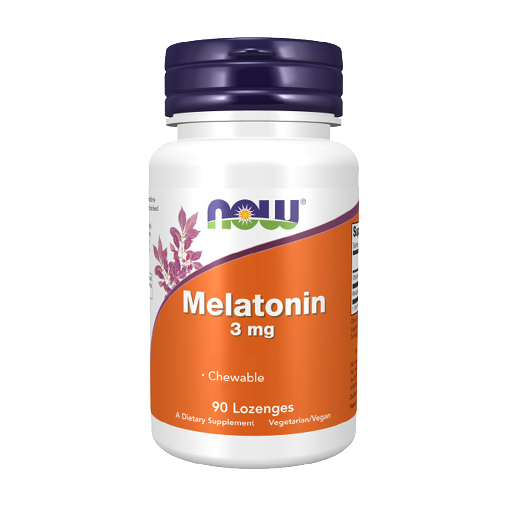 NOW Foods Melatonin 3 mg (90 sugetabletter) forsideetiket