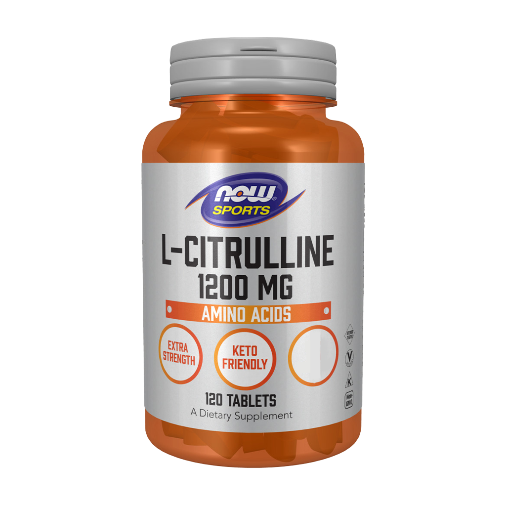 NOW Foods L-Citrullin Ekstra stærk 1200 mg (120 tabletter) front side label