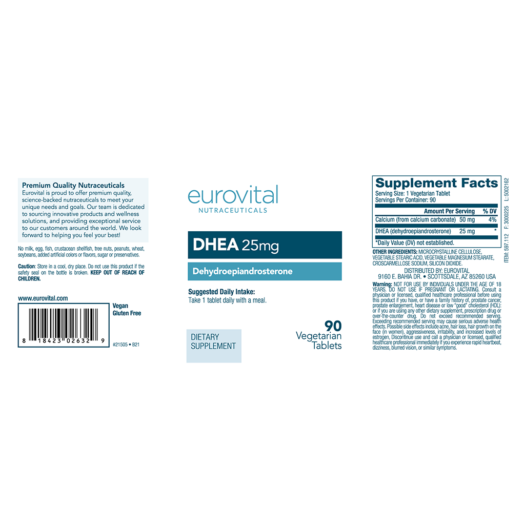 Eurovital DHEA 25mg (90 tabletter) label