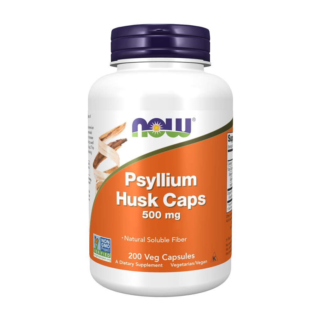NOW Foods Psyllium Husk 500 mg (200 kapsler) Forsiden