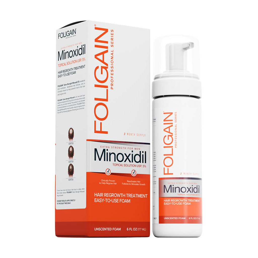 foligain minoxidil 5 hårvækstskum til mænd 180 ml 1