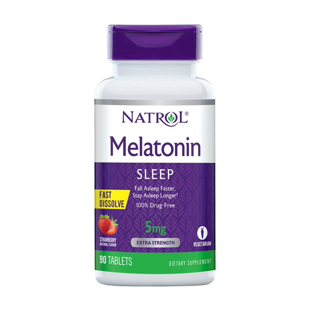 natrol melatonin søvn 5 mg jordbær flaske 90 tabletter