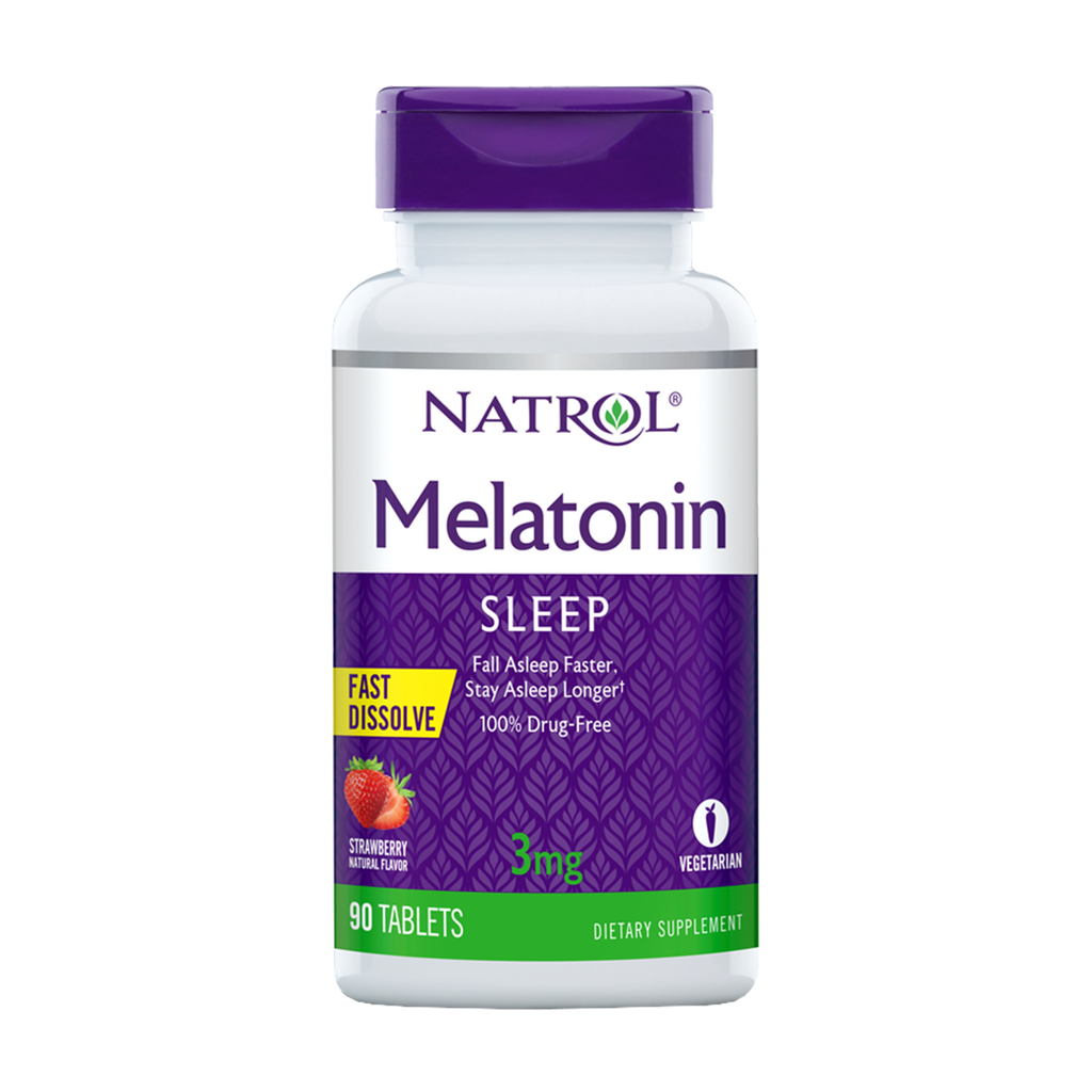 natrol melatonin hurtigopløselig jordbær 3 mg 90 tabletter