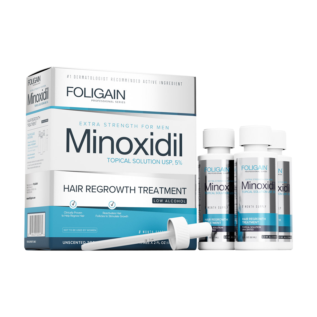 foligain minoxidil 5 hårvækst topisk opløsning lav alkohol til mænd 180ml 1
