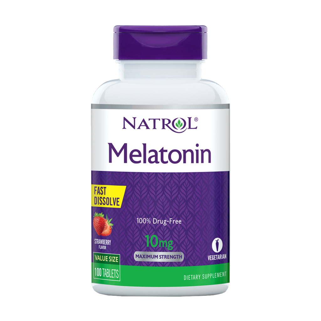 natrol melatonin hurtigopløselig jordbær 10 mg 100 tabletter