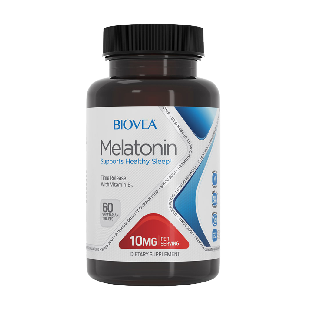 biovea melatonin 10mg time release 60 tabletter emballage packshot front cover