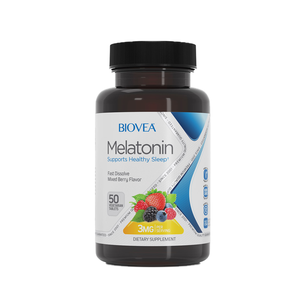 biovea hurtigt opløsende melatonin 3mg 50 tabletter packshot
