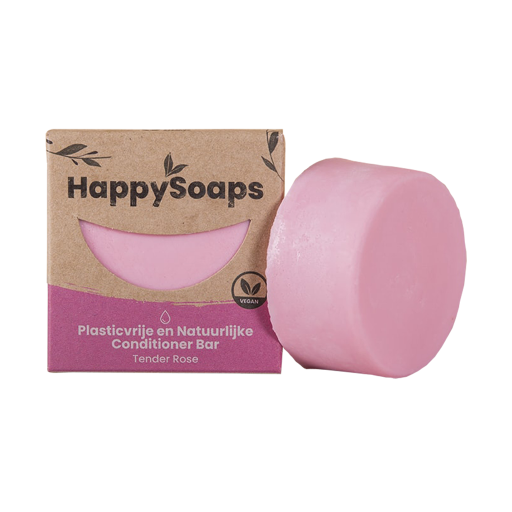 happy soaps tender rose conditioner bar 70g verpakking