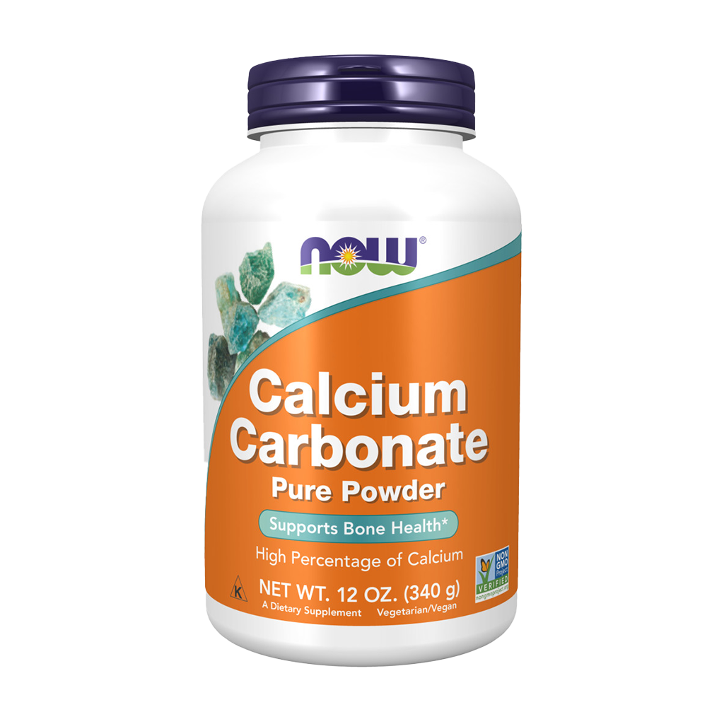 now foods calciumcarbonat pulver 340gr foran