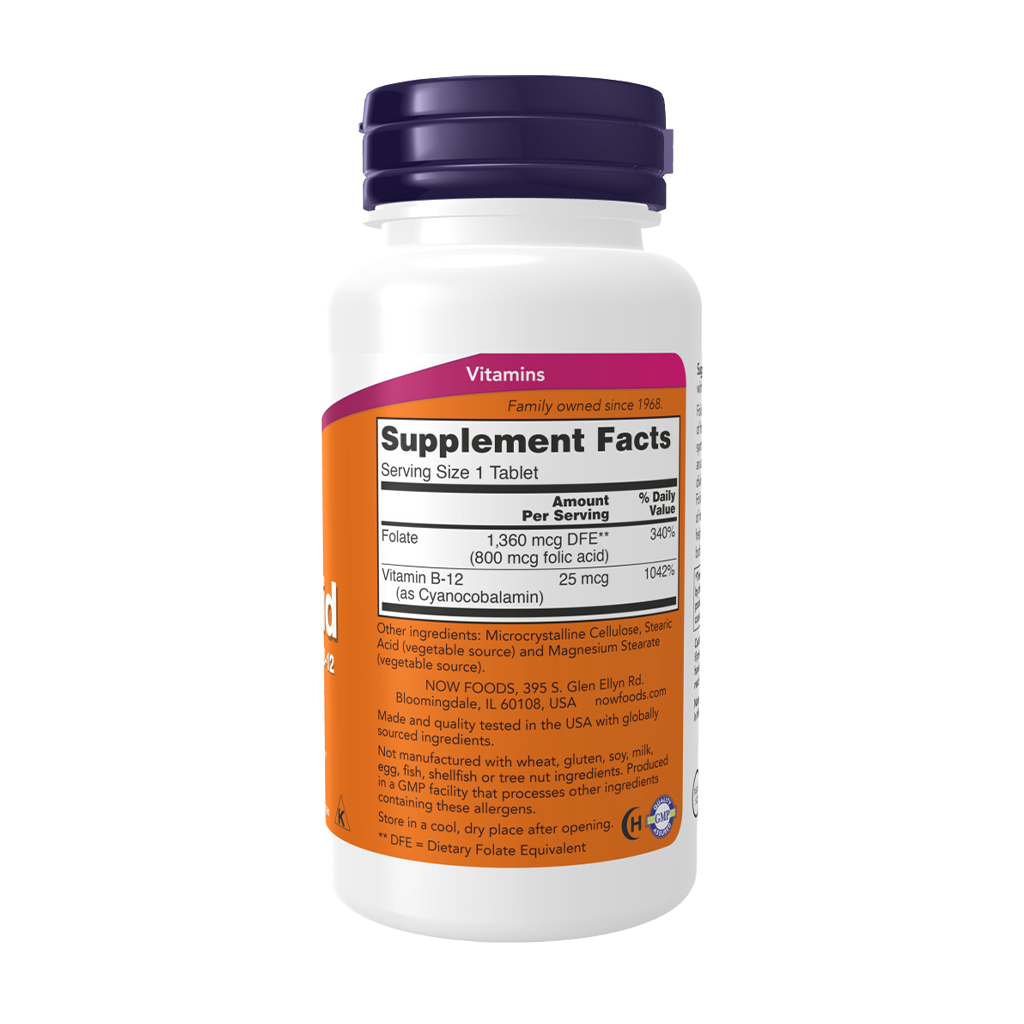 Folinsyre 800 mcg med B12-vitamin (250 tabletter)