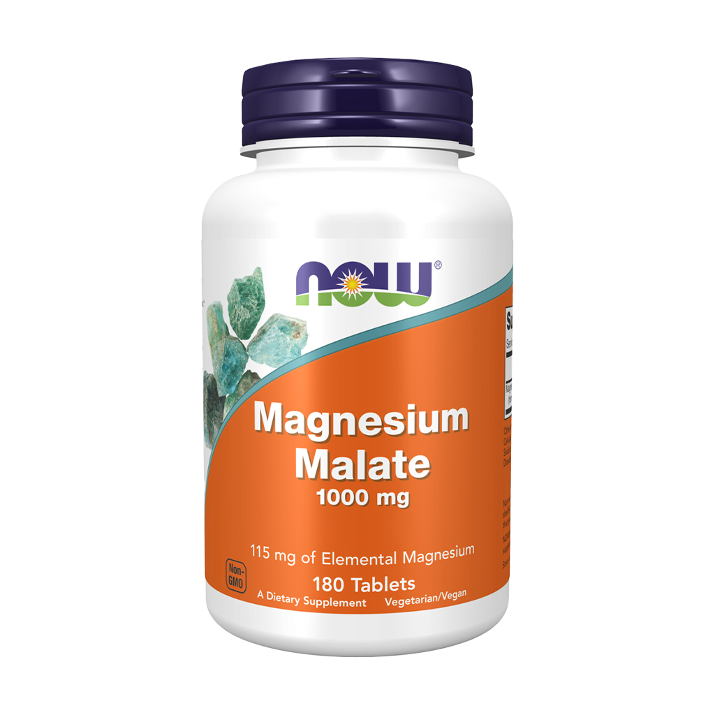 NOW Foods Magnesium malat 1000 mg (180 tabletter) front