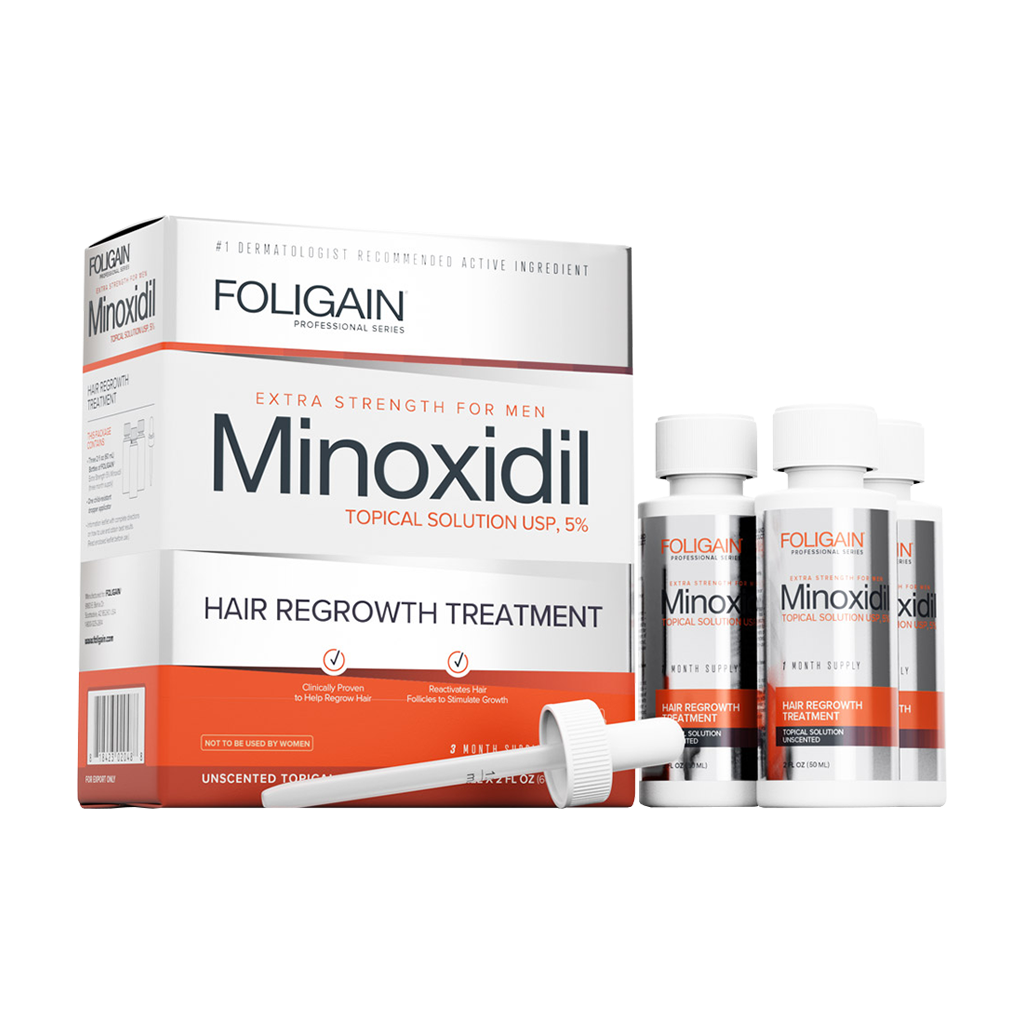 foligain minoxidil 5 hårvækst topisk opløsning til mænd 180 ml 1