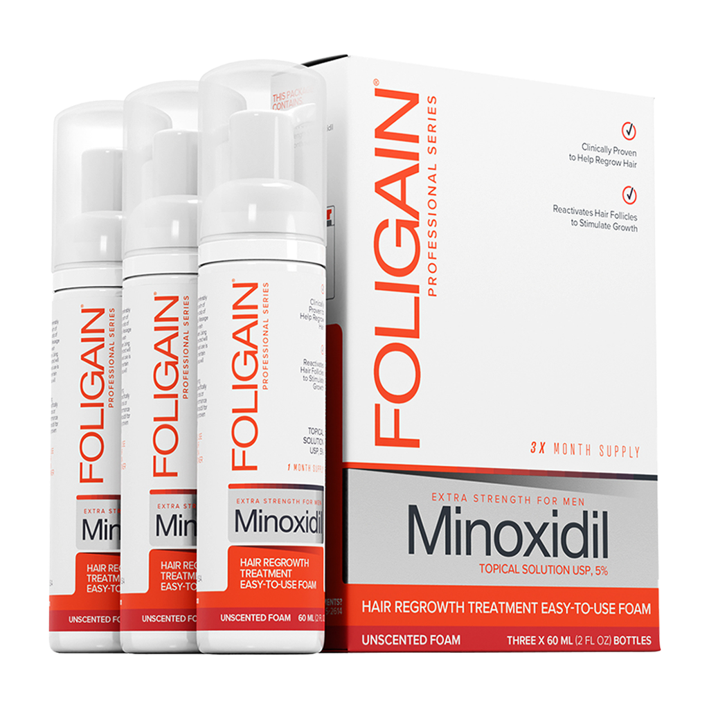 foligain minoxidil 5 hårvækst topisk opløsning lav alkohol til mænd 180ml 1