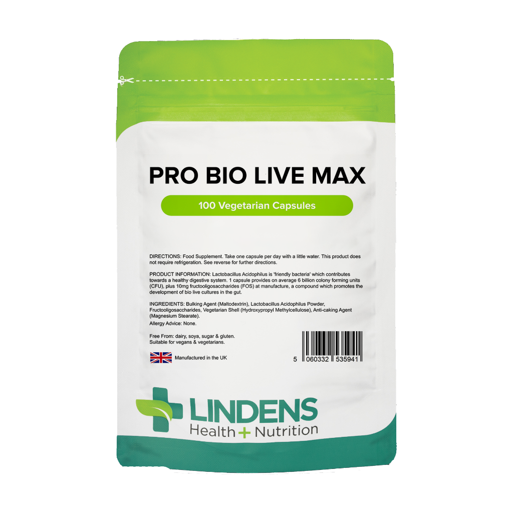 lindens probiotica pro bio live max supplement 6 milliarder cfu 100 kapsler