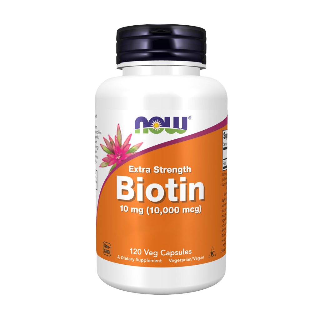 now foods biotin 10mg 10000mcg ekstra styrke 120 kapsler 1