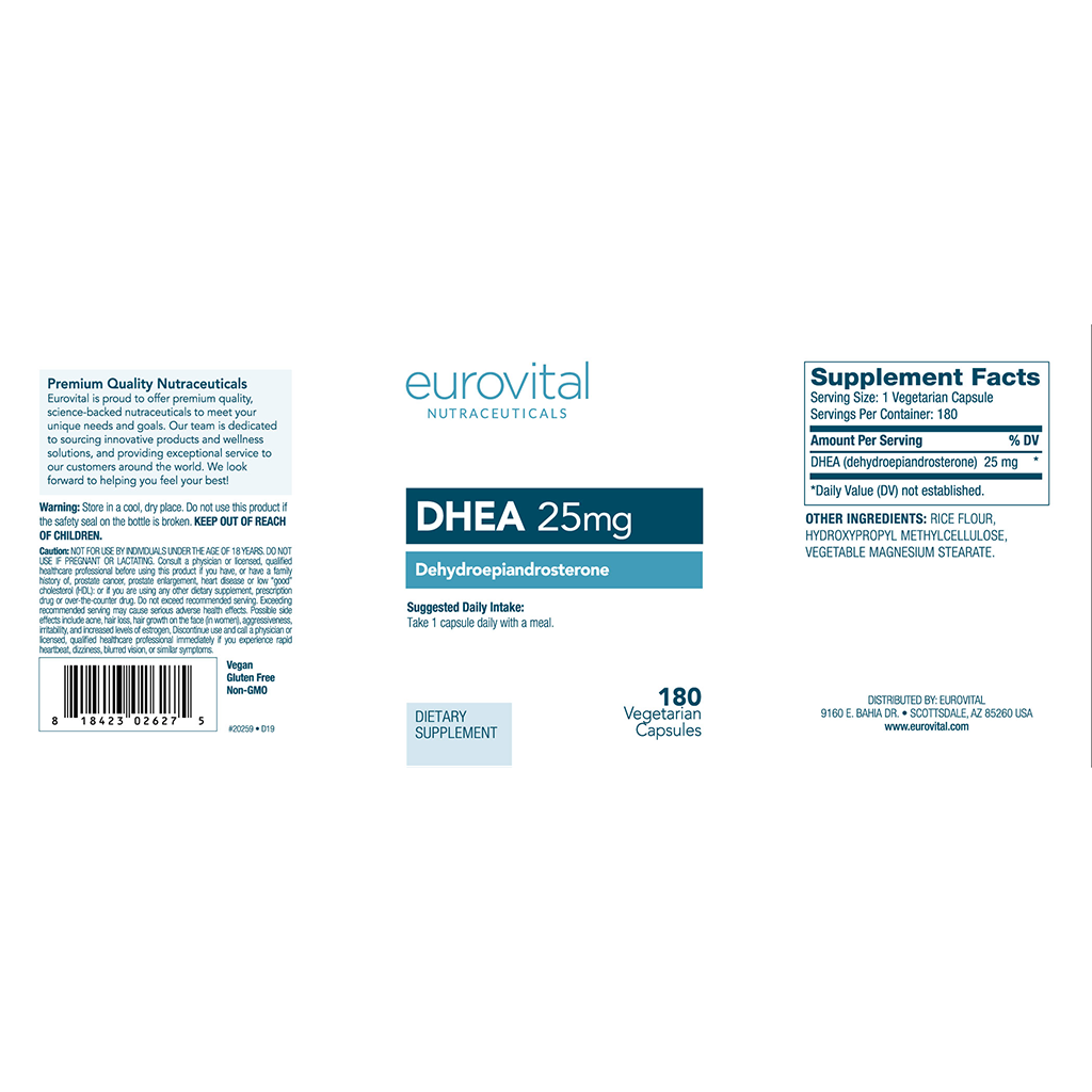 Eurovital DHEA 25mg label