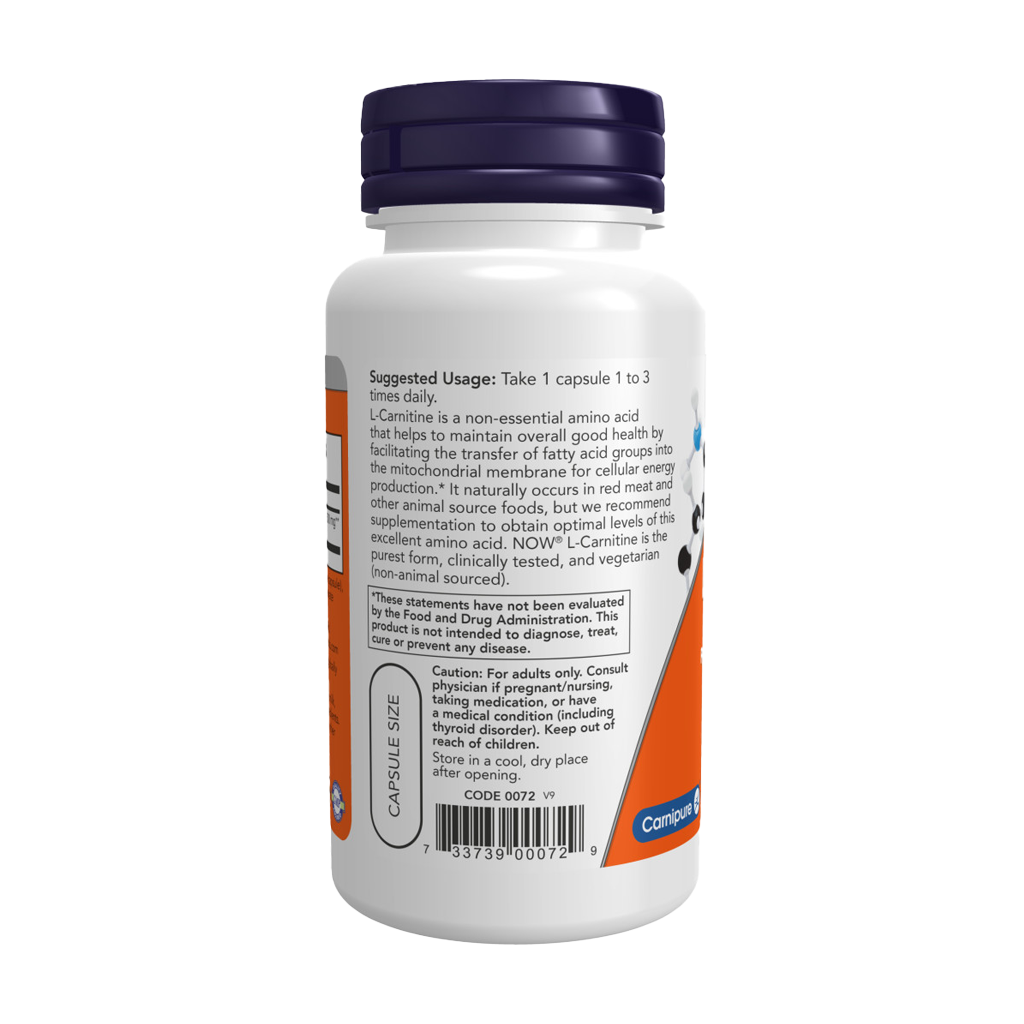 NOW Foods L-Carnitin 500 mg. 60 kapsler Tilbage