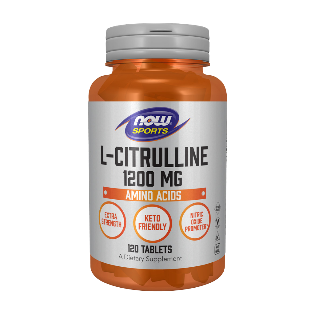 NOW Foods L-Citrullin Ekstra stærk 1200 mg (120 tabletter) front side label