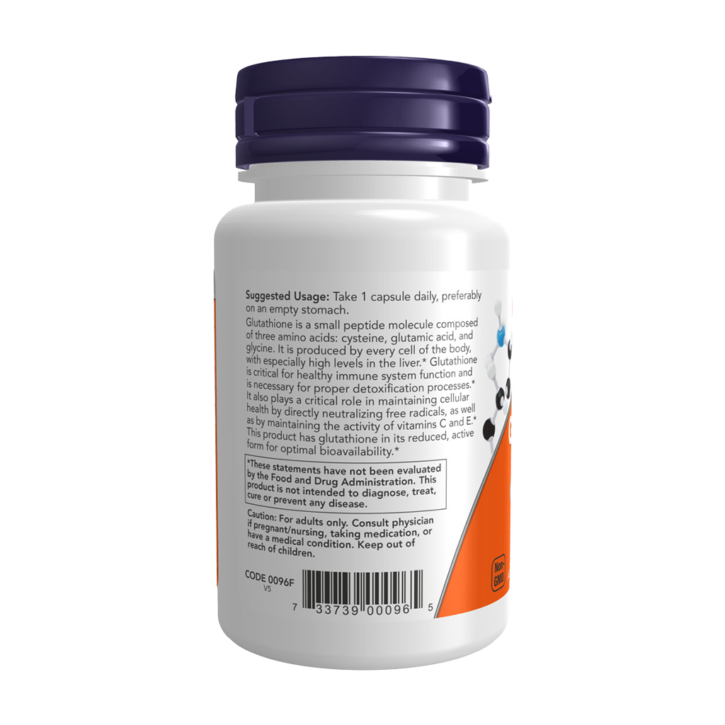 NOW Foods Glutathion 250 mg (60 capsules) Zijkant