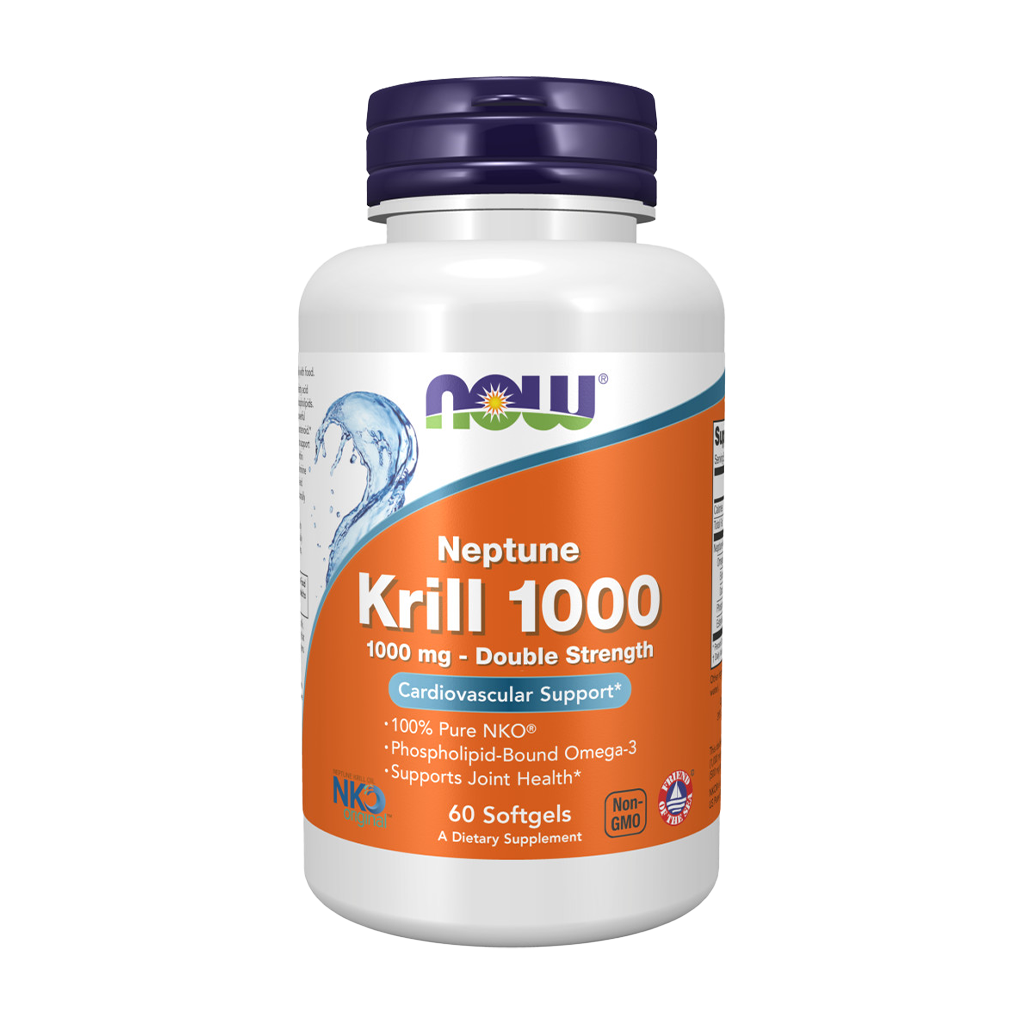NOW Foods Krill Olie Neptunus 1000 mg (60 softgels) front side label