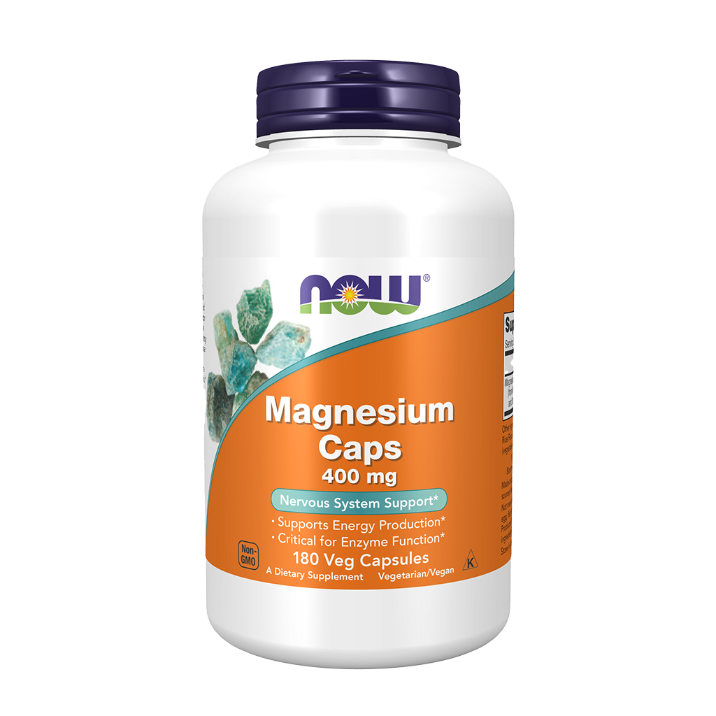 NOW Foods Magnesium 400mg (180 kapsler) front