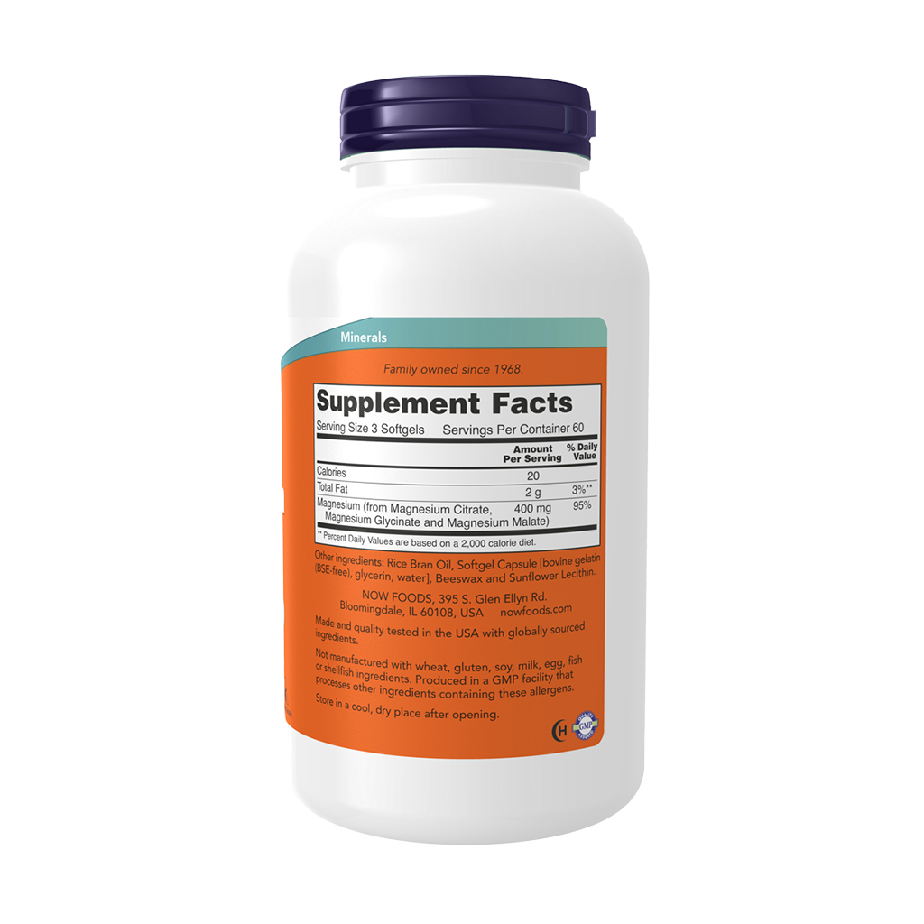 NOW Foods Magnesiumcitrat 400 mg (180 softgels) side