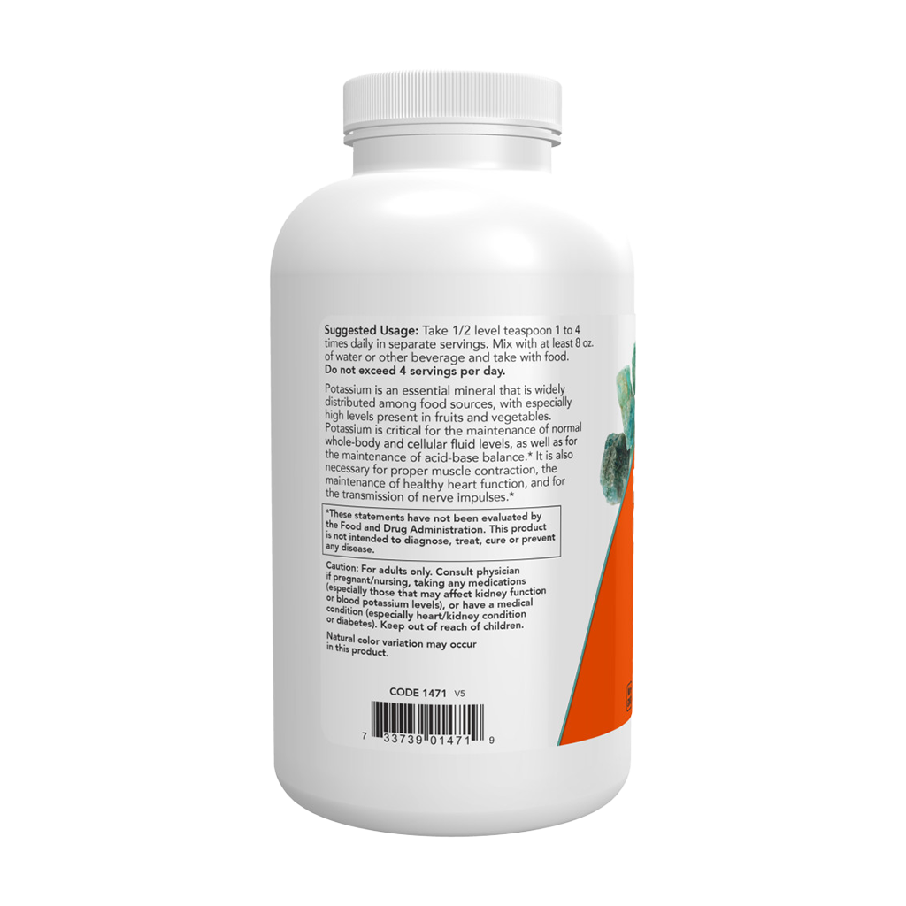 NOW Foods Kaliumgluconat pulver (454 gr) side label