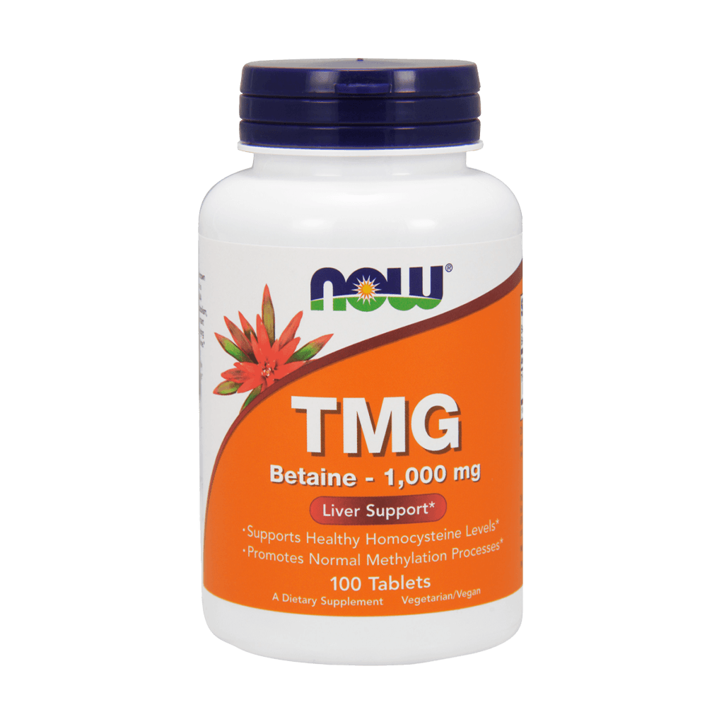 NOW Foods TMG (Trimethylglycin) 1000 mg (100 tabletter) front